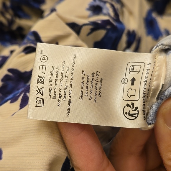 Sezane Soledad Floral Long Sleeve Dress - Blue and Cream - Picture 15 of 15